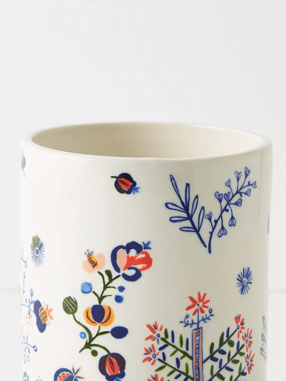 White Ceramic Flower Mug