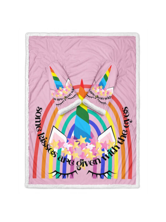 Rainbow Unicorn Valentines Day Sleeve Blankets